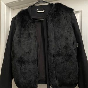 Diane Von Furstenberg Fur/Wool Bomber Jacket